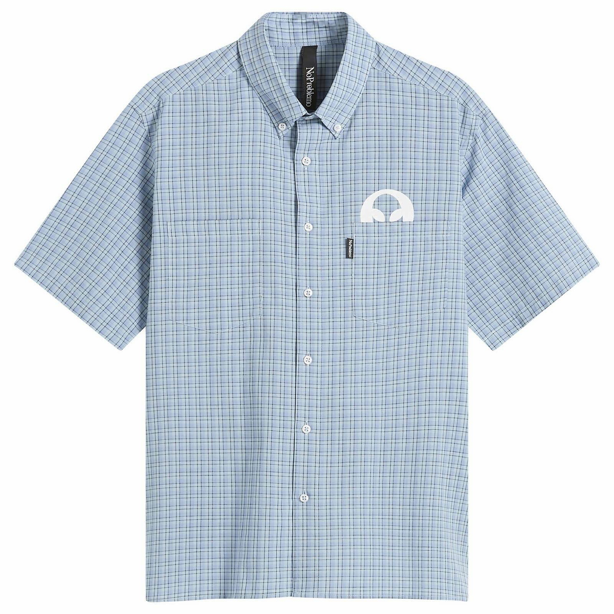 No Problemo Men's Alien-O Print Check Shirt in Blue