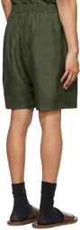 By Walid Green Silk Blaze Shorts