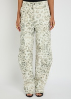 Rotate Sunday Leopard-print Barrel-leg Jeans