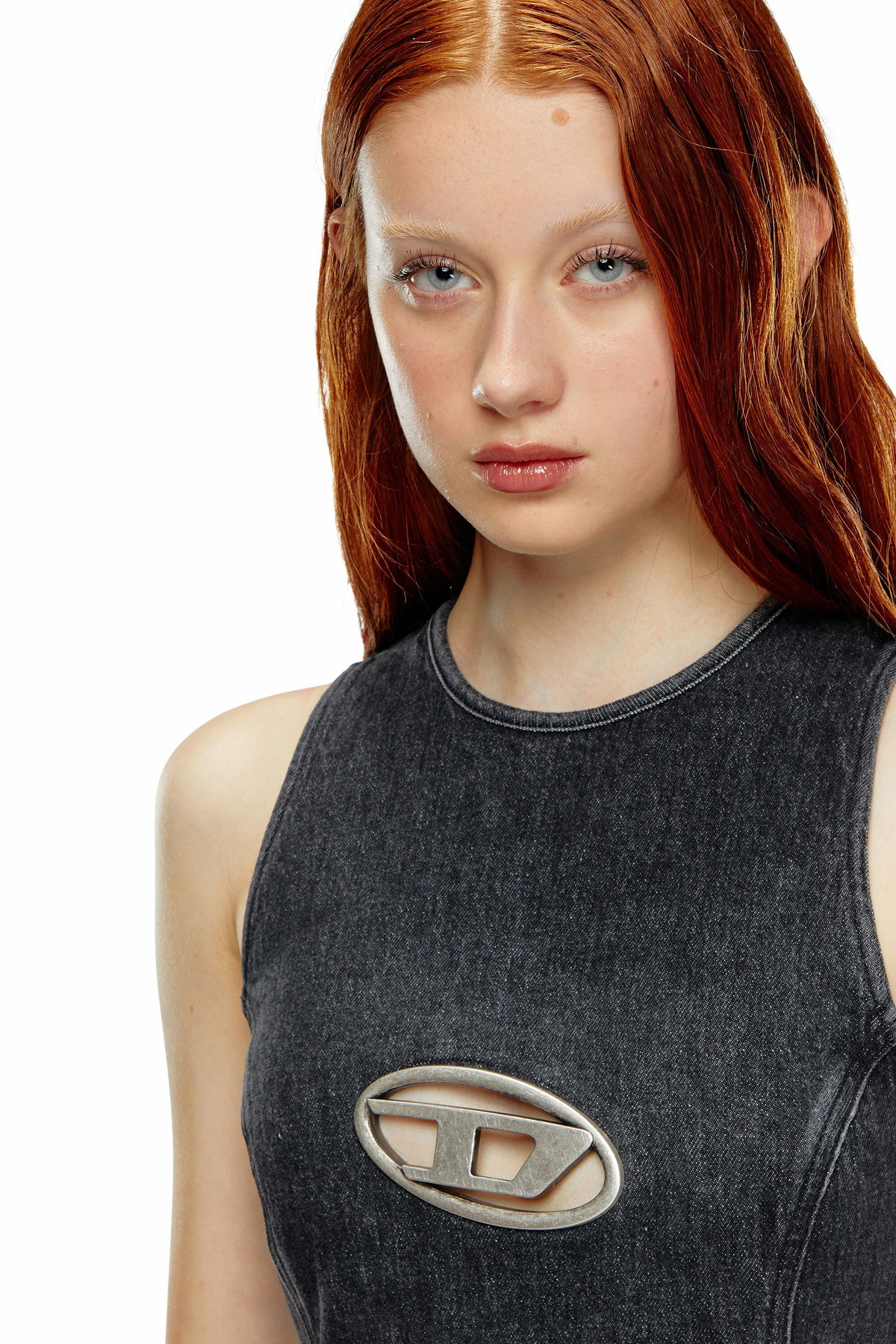 Diesel Denim mini dress with Oval D plaque - Dresses Womens in Black Diesel