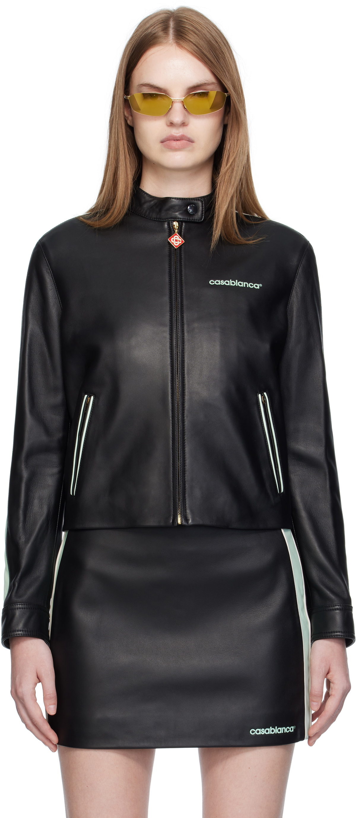Casablanca Black Leather Racer Jacket