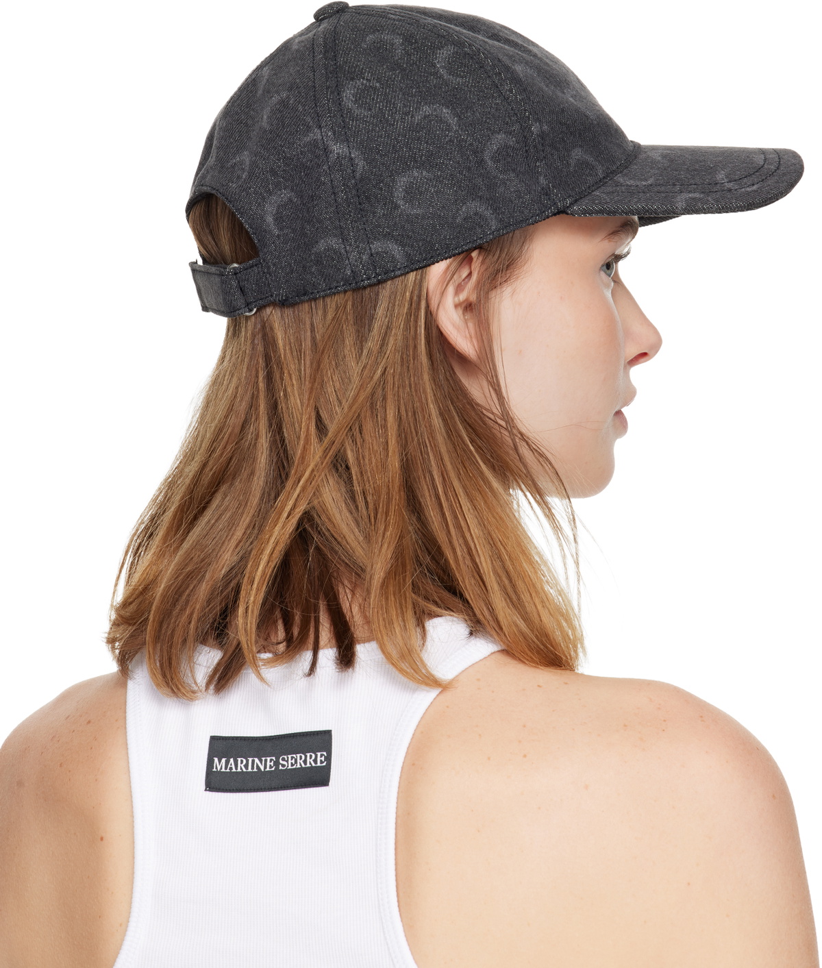 Marine Serre Gray Moon Laser Denim Baseball Cap