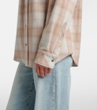 God's True Cashmere Champagne Tartan cashmere shirt with emerald
