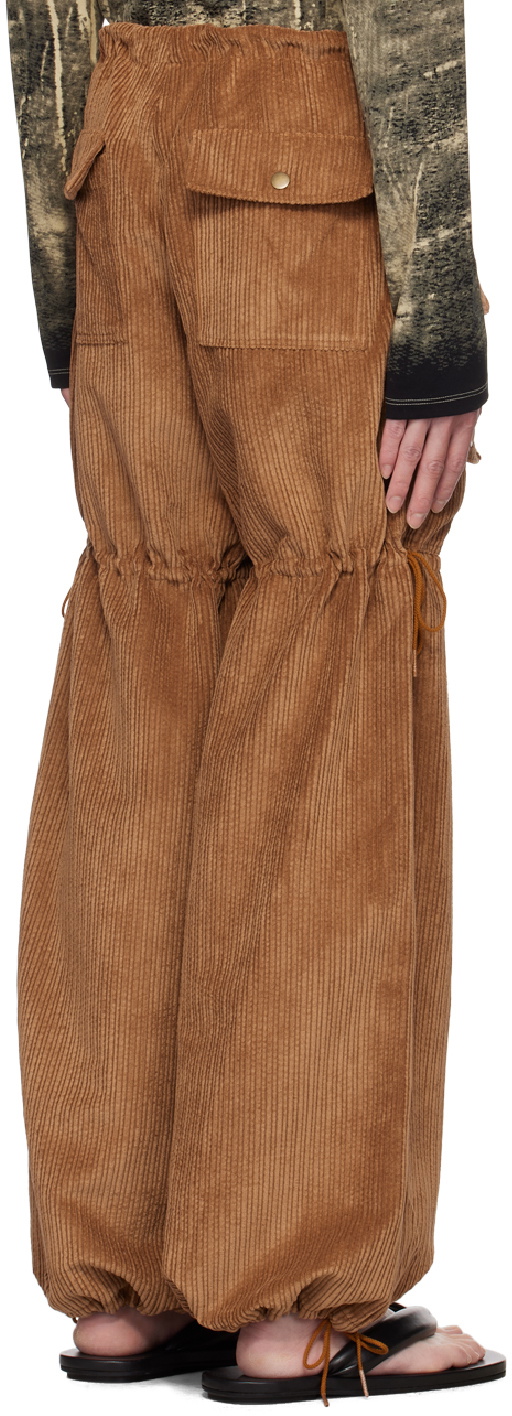 Anna Sui SSENSE Exclusive Brown Cord Drawstring Cargo Pants