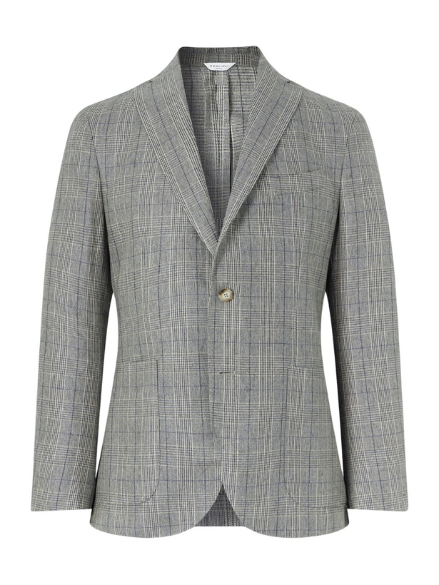Photo: Boglioli - Prince of Wales Checked Silk Blazer - Gray