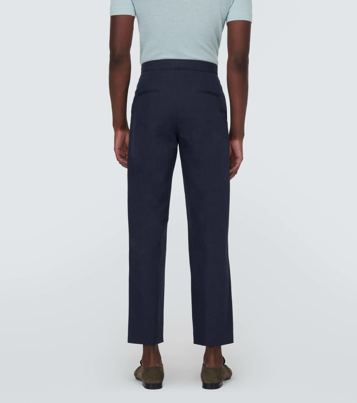 King & Tuckfield Pleated cotton and linen pants
