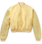 Fear of God - Appliquéd Suede-Panelled Faux Suede Bomber Jacket - Yellow