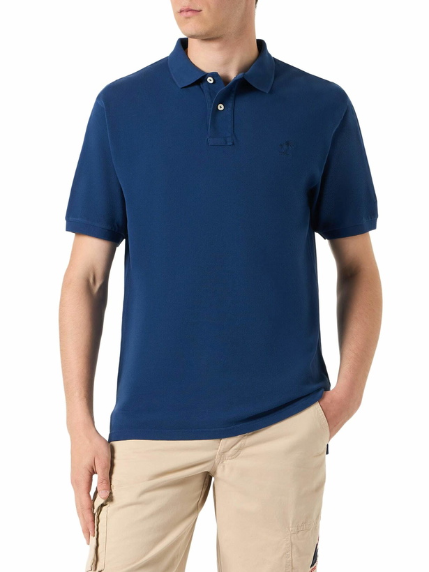 Photo: MC2 Saint Barth Denim Piquet Polo With St. Barth Logo With Vintage Effect