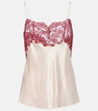 Saint Laurent Lace-trimmed silk satin camisole