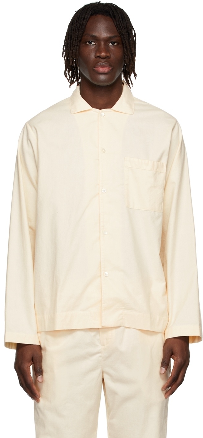 Tekla Off-White Flannel Pyjama Shirt Tekla Fabrics