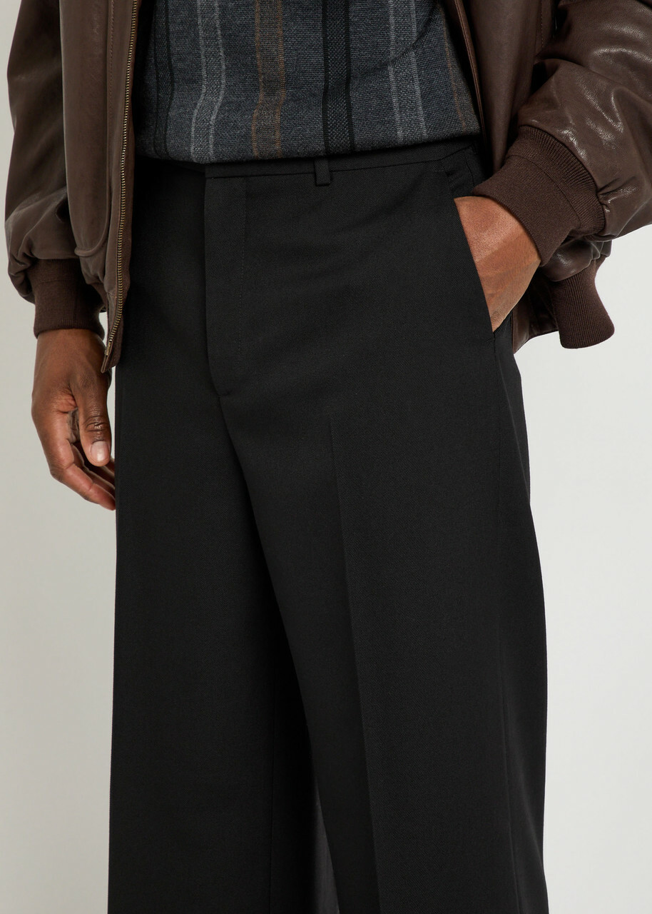 Calvin Klein Straight-leg Wool Trousers Black