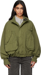 The Attico Green Overdyed Bomber Jacket