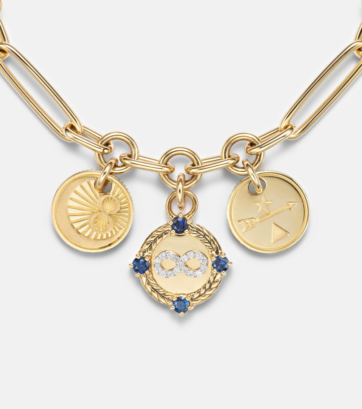 FoundRae Infinite Gratitude 18kt gold bracelet with diamonds and sapphires