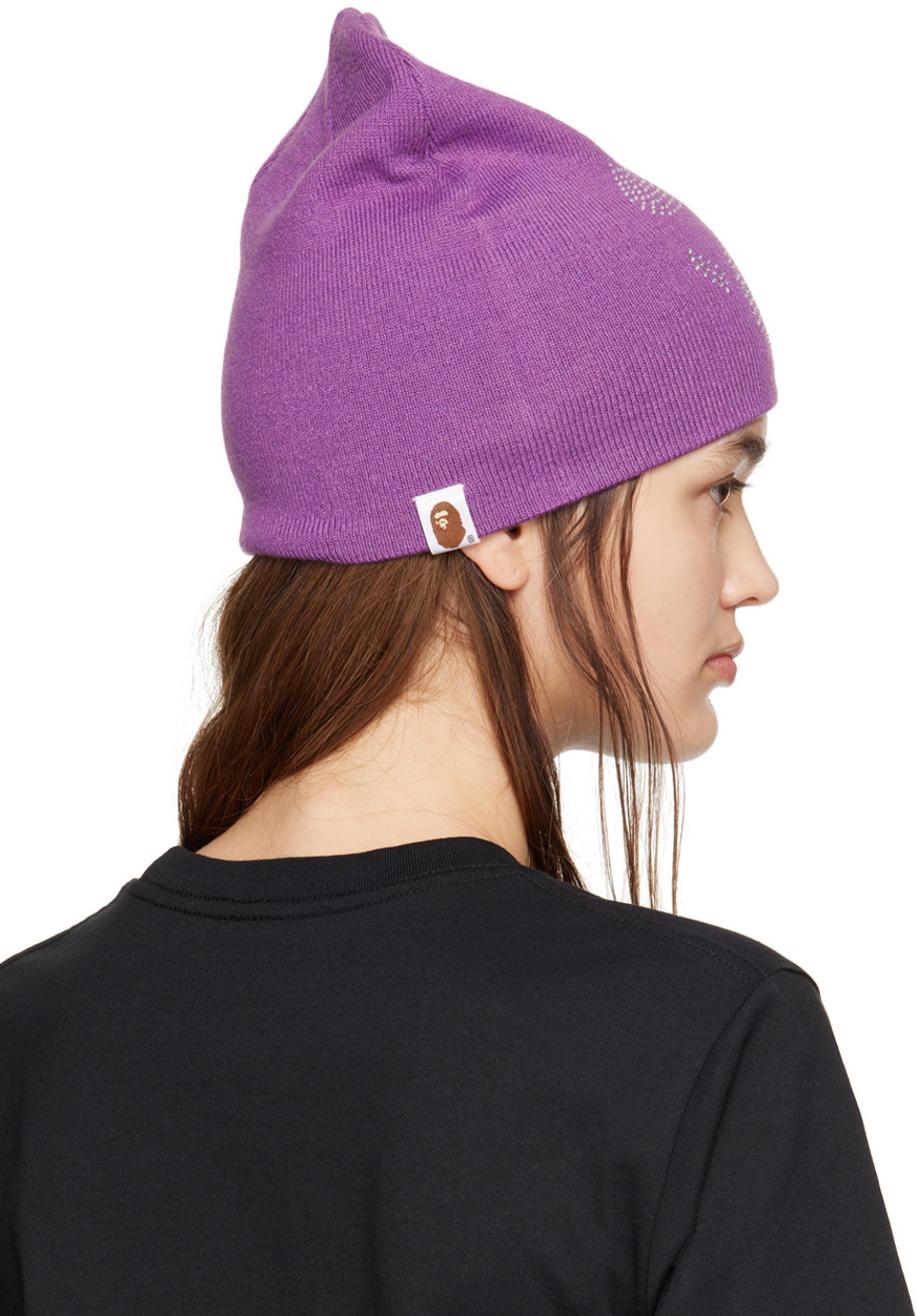 BAPE Purple Ape Face Stone Beanie