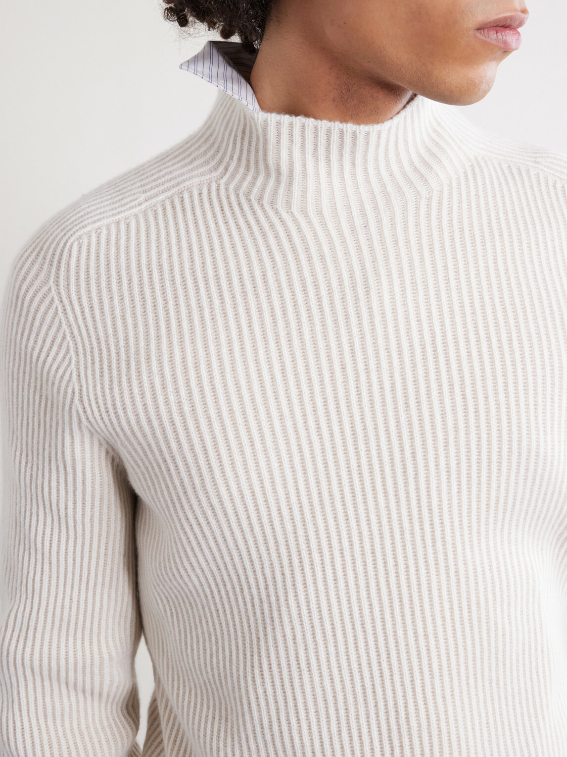 Brunello Cucinelli - Ribbed Cashmere Rollneck Sweater - Neutrals