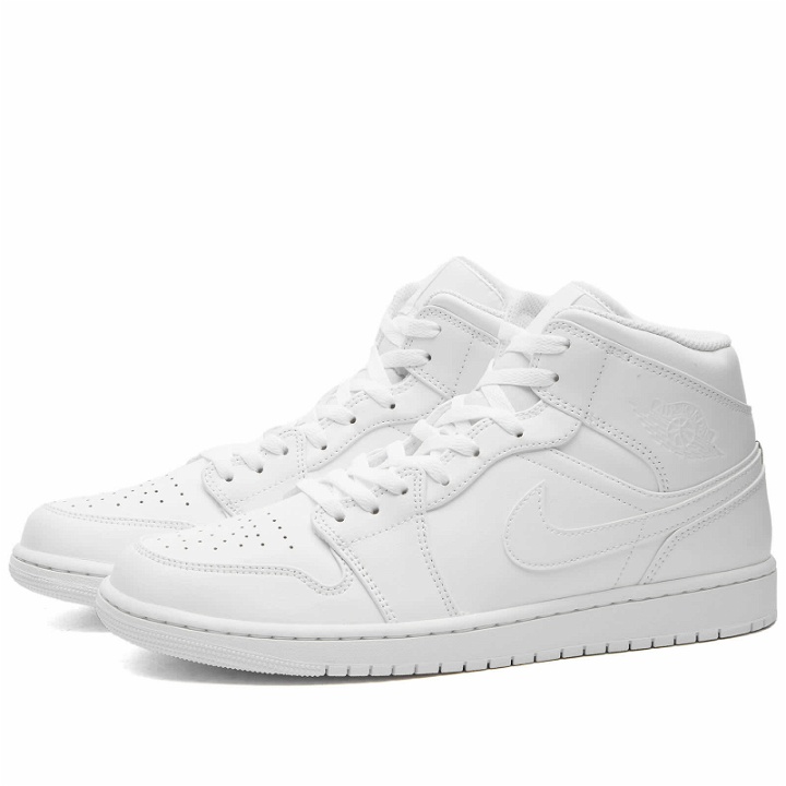 Photo: Air Jordan Men's 1 Mid Sneakers in White