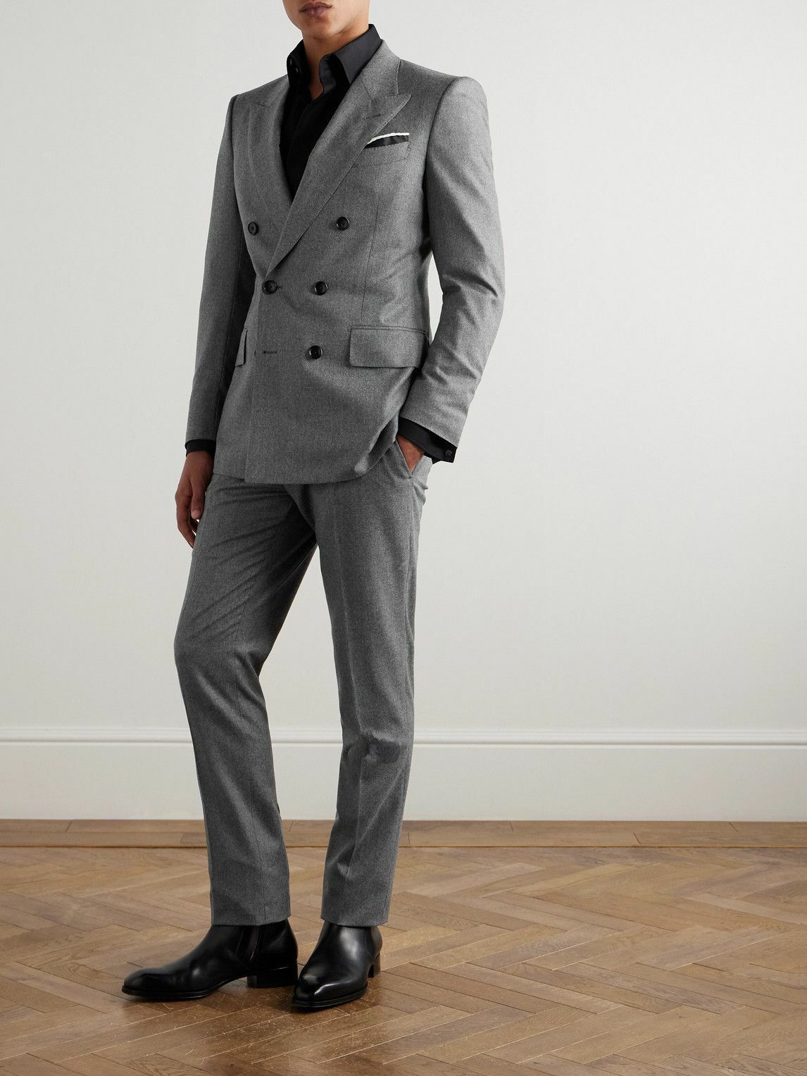 TOM FORD - Dyllan Straight-Leg Wool-Flannel Suit Trousers - Gray