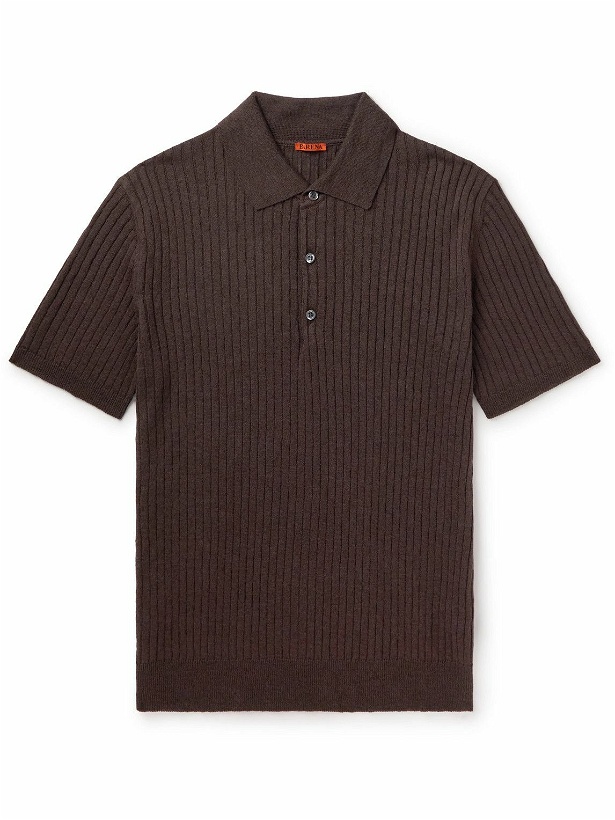 Photo: Barena - Marco Ribbed Linen and Cotton-Blend Jersey Polo Shirt - Brown