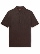 Barena - Marco Ribbed Linen and Cotton-Blend Jersey Polo Shirt - Brown