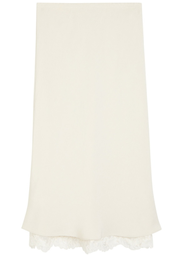 Photo: Maria Mcmanus Lace-hem Satin-twill Midi Skirt Ivory