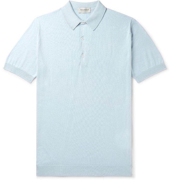 Photo: John Smedley - Adrian Slim-Fit Sea Island Cotton Polo Shirt - Blue
