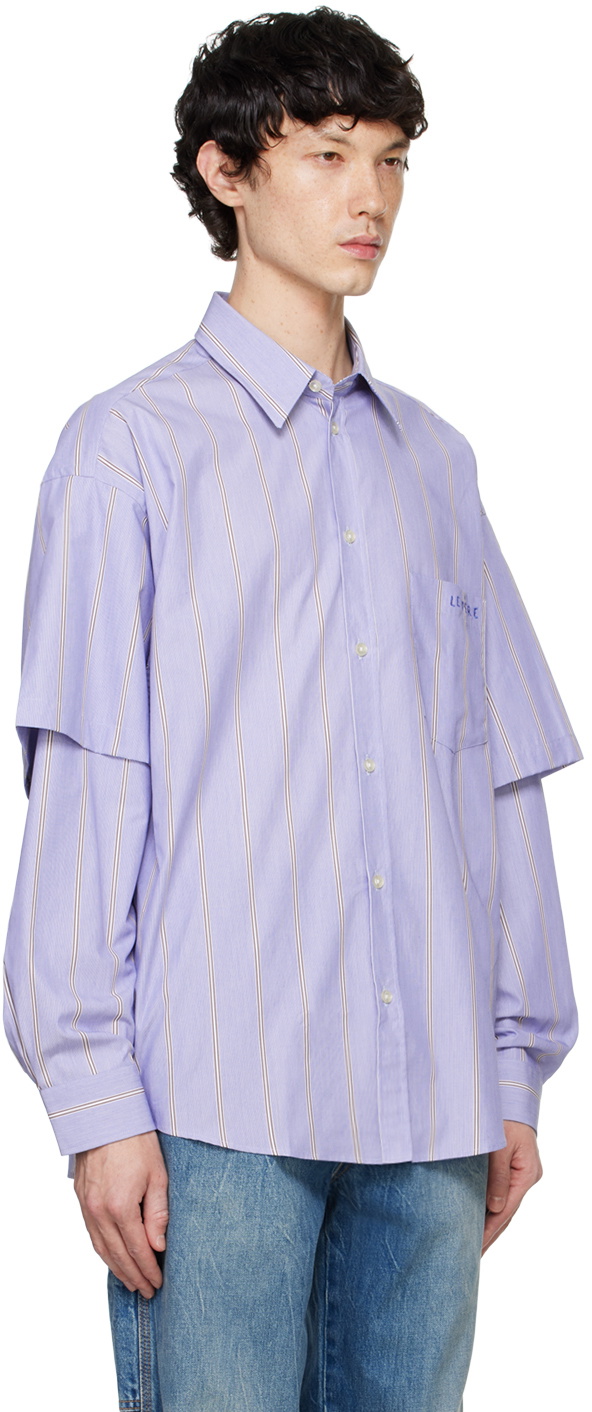 le PÈRE Blue Double Sleeve Button Shirt