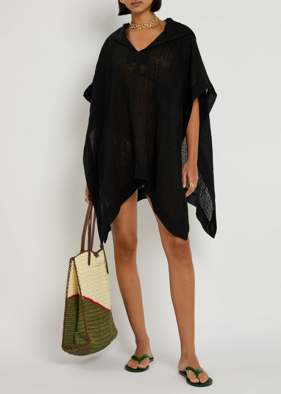 Lisa Marie Fernandez Linen-blend Beach Poncho Black