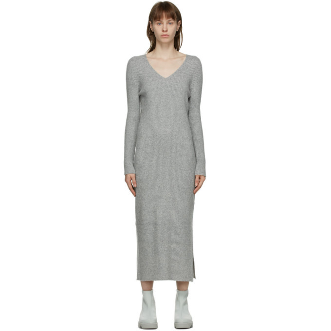 Issey Miyake Grey Wool Rib Knit Dress Issey Miyake Men