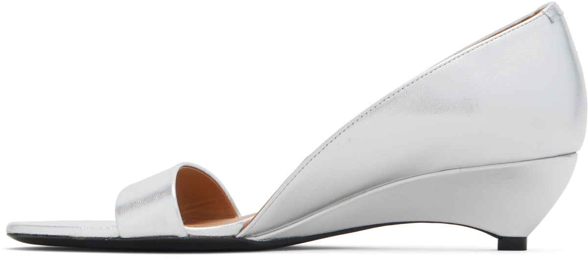 Jil Sander Silver Low-Heel Heeled Sandals