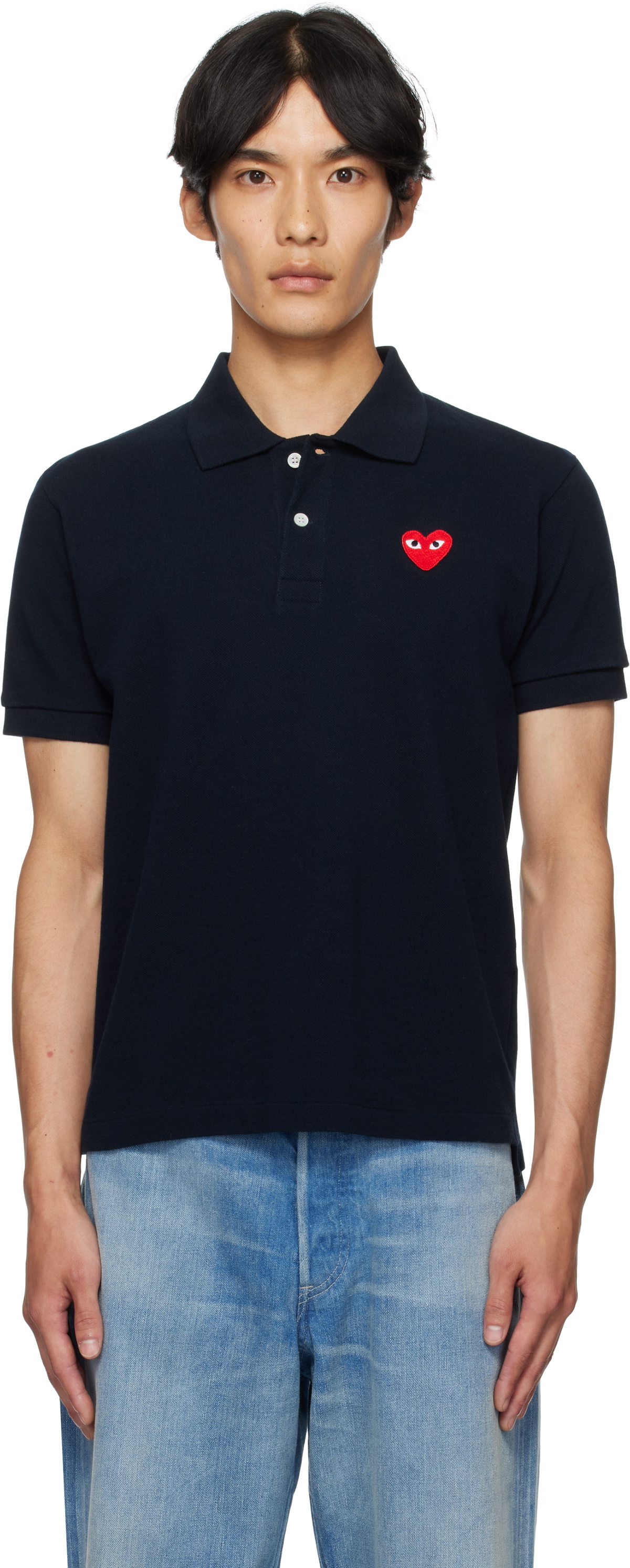 COMME des GARÇONS PLAY Navy Heart Patch Polo