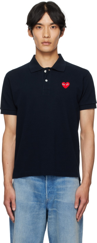 Photo: COMME des GARÇONS PLAY Navy Heart Patch Polo