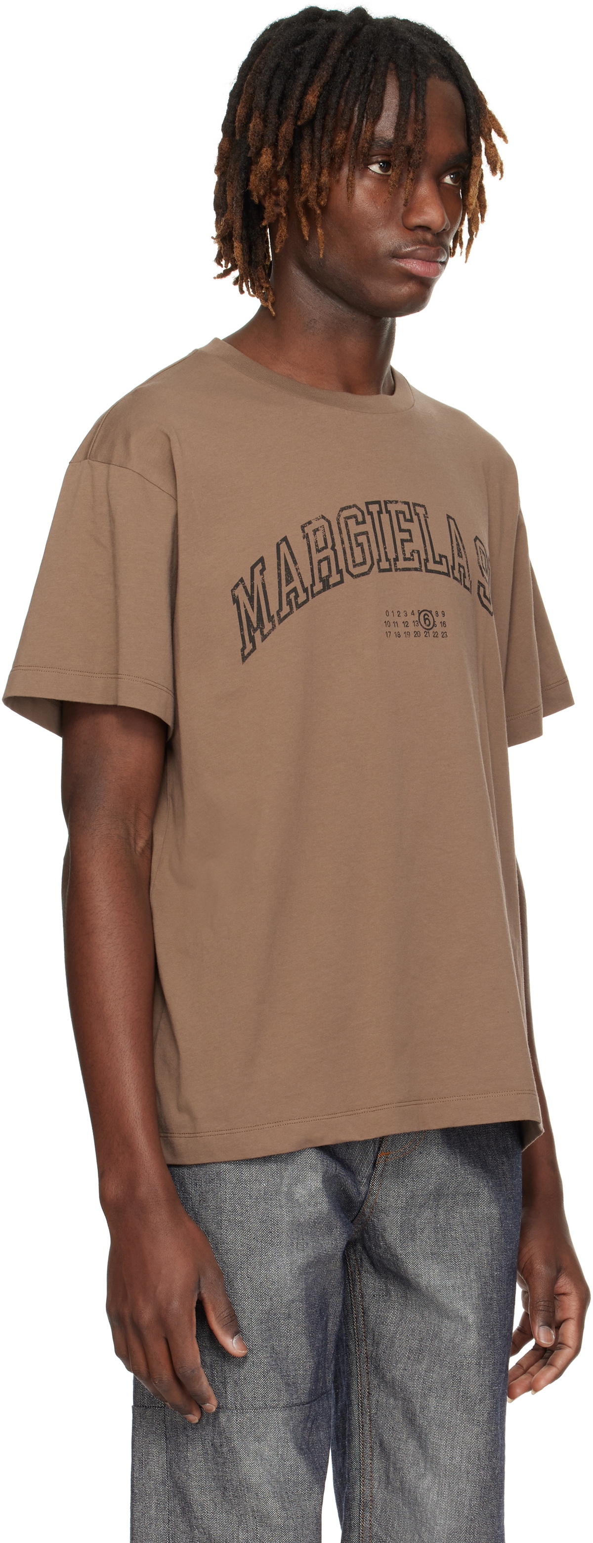 MM6 Maison Margiela Brown Varsity Print T-shirt MM6 Maison Margiela