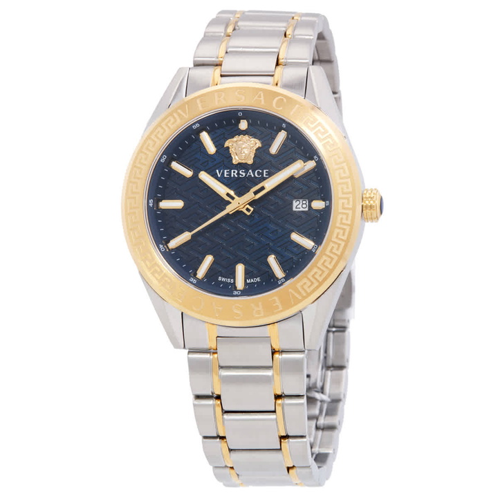 Photo: Versace V-Code Quartz Blue Dial Mens Watch VE6A00523
