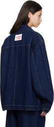 Charles Jeffrey LOVERBOY Navy Knit Patch Cargo Denim Jacket