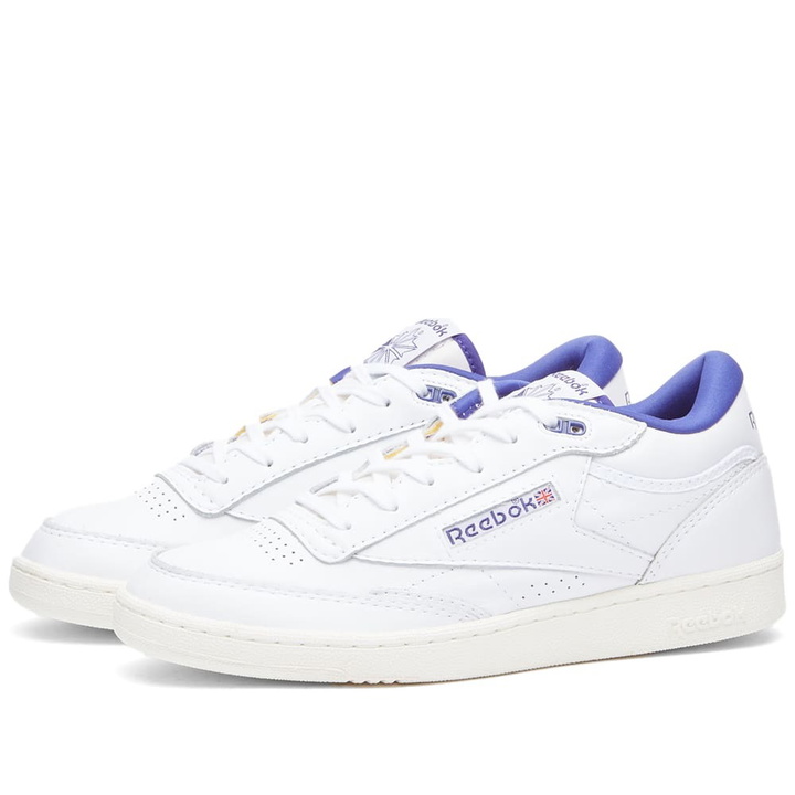 Photo: Reebok Men's Club C Mid II Vintage Sneakers in White/Chalk/Bold Purple