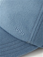 Berluti - Embroidered Leather-Trimmed Wool-Blend Felt Baseball Cap - Blue