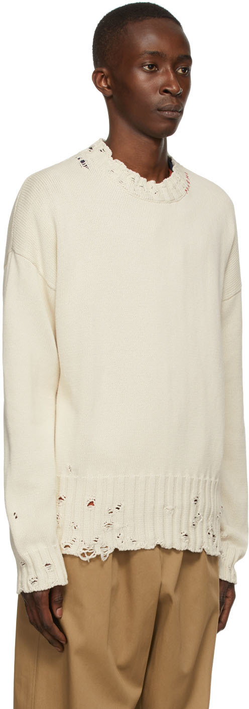 Marni Off White Distressed Sweater Marni