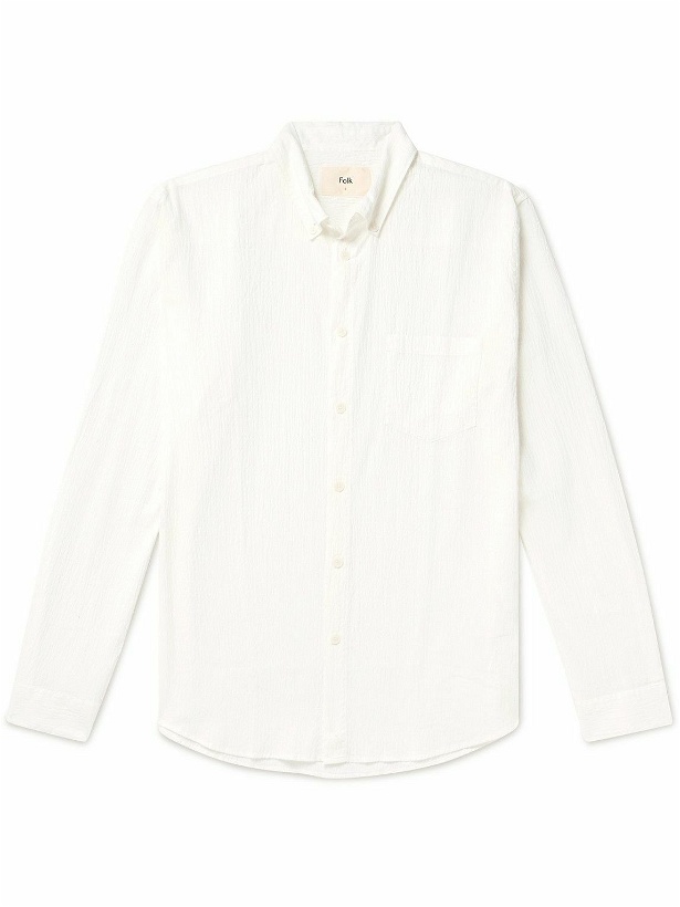 Photo: Folk - Button-Down Collar Cotton-Seersucker Shirt - White