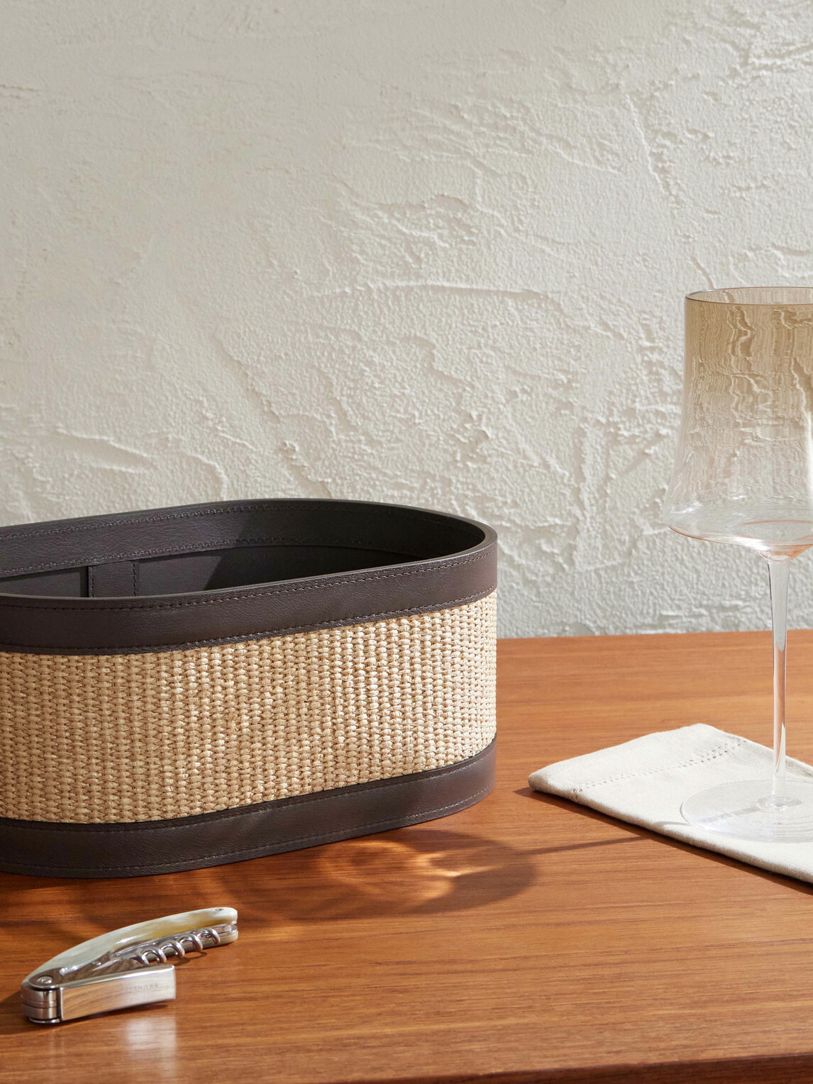 Brunello Cucinelli - Raffia and Leather Organizer Basket