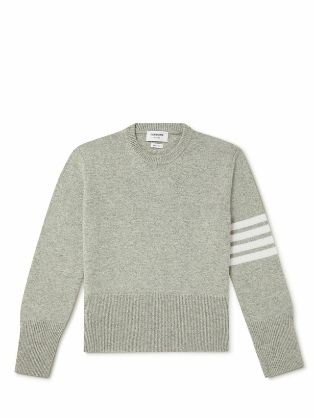 Photo: Thom Browne - Striped Mélange Wool Sweater - Gray