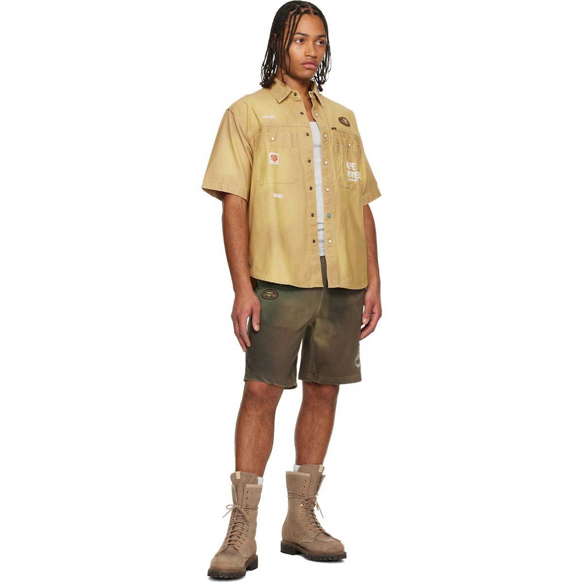 AAPE by A Bathing Ape Khaki Main Sweat Shorts