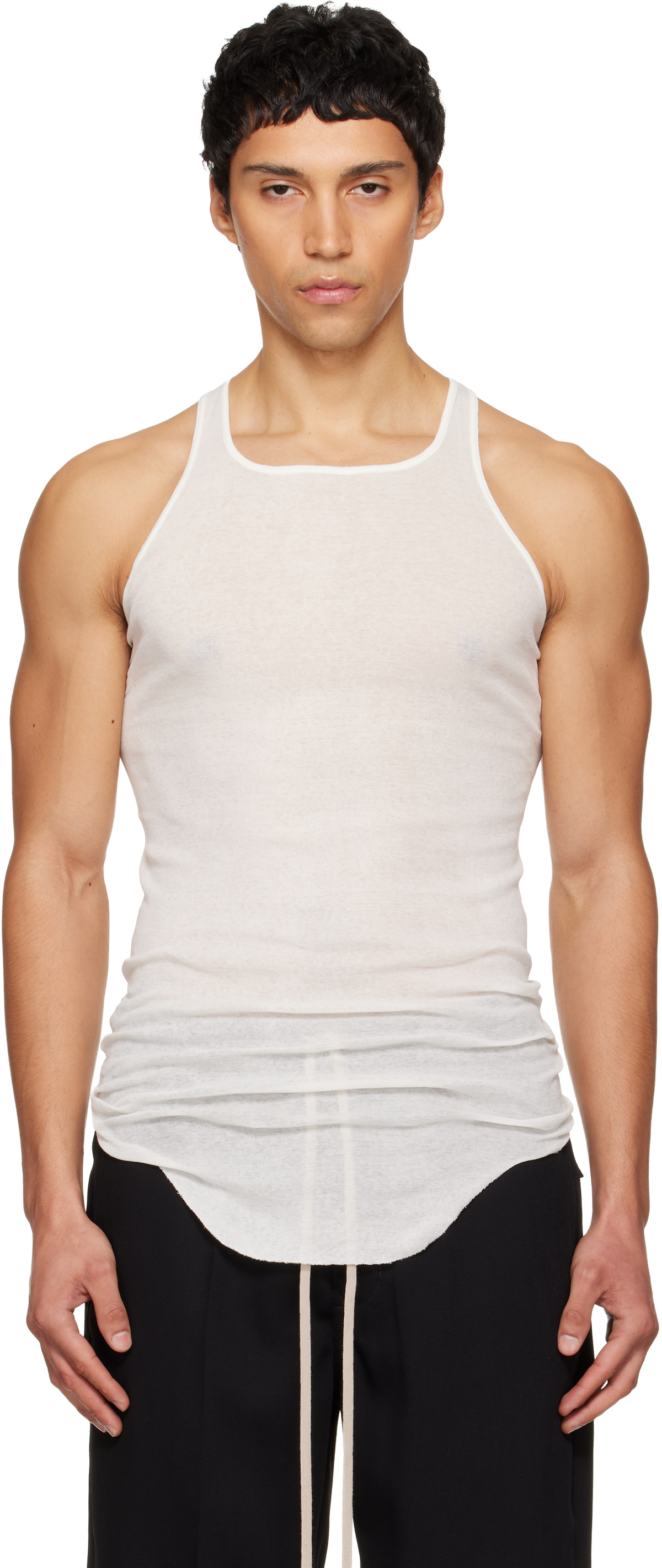 Rick Owens White Temple Basic Rib Tank Top Rick Owens