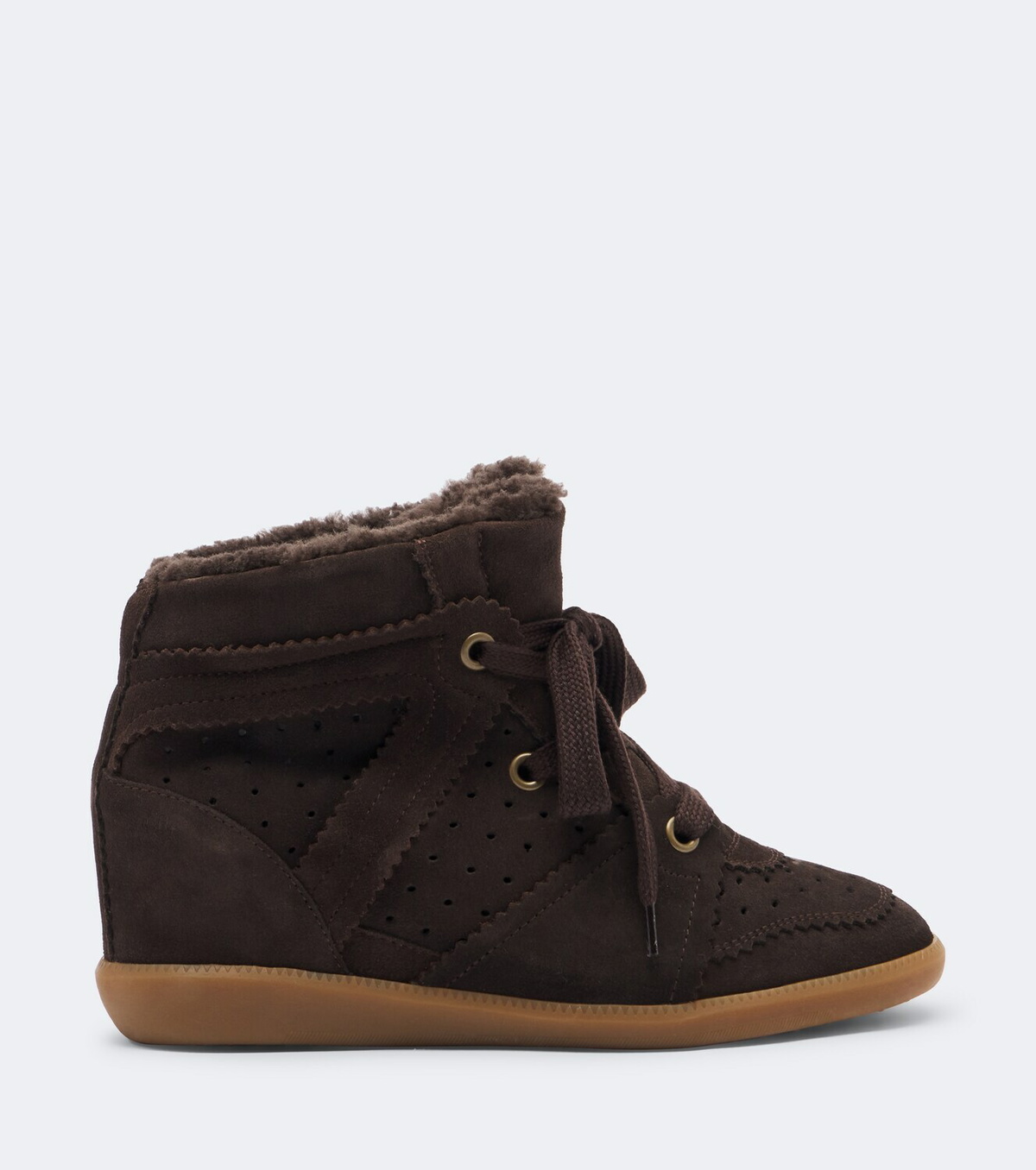 Isabel Marant Bobby shearling-lined suede wedge sneakers