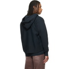 Les Tien Black Heavyweight Raw Cropped Hoodie