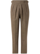 Rubinacci - Manny Slim-Fit Tapered Pleated Wool-Flannel Trousers - Brown