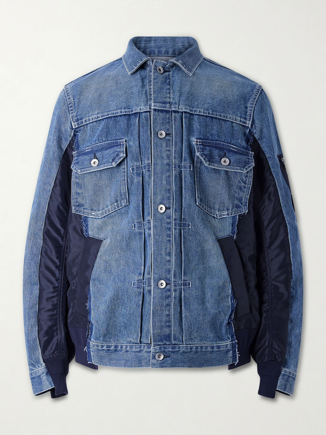 Sacai - Denim and Nylon-Twill Bomber Jacket - Blue Sacai