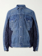Sacai - Denim and Nylon-Twill Bomber Jacket - Blue