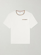 Burberry - Logo-Embroidered Checked Cotton-Jersey T-Shirt - White