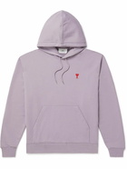 AMI PARIS - Logo-Embroidered Cotton-Jersey Hoodie - Purple