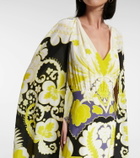Valentino Valentino caped floral silk midi dress